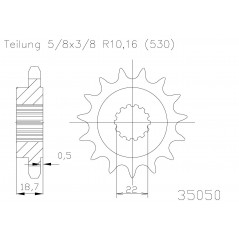 Steel sproket  50-35050 15 dientes
