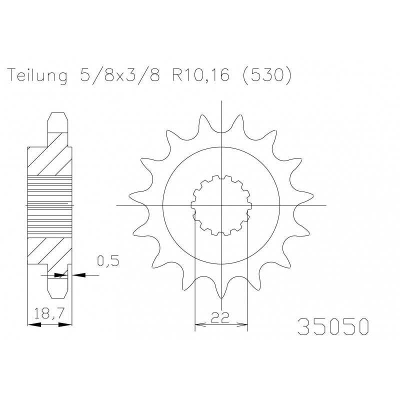 Steel sproket  50-35050 15 dientes