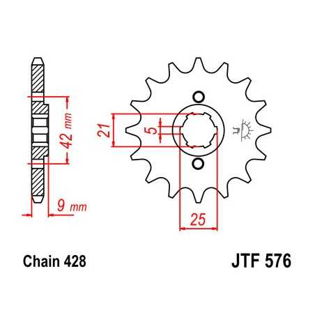 JT SPROCKETS Piñon ataque transmision delantero F57618