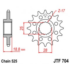 JT SPROCKETS Piñon ataque transmision delantero F70415