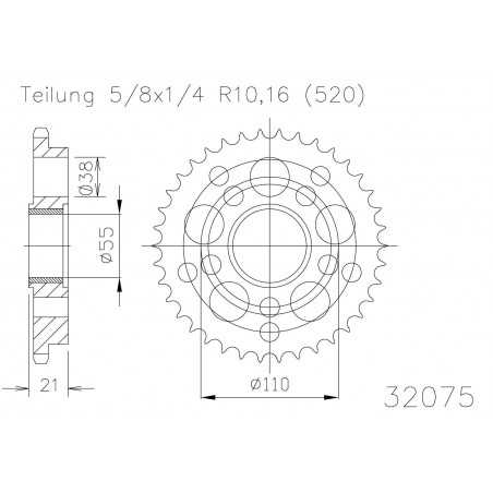 Rear sprocket plate steel transmission 50-32075 39 dientes