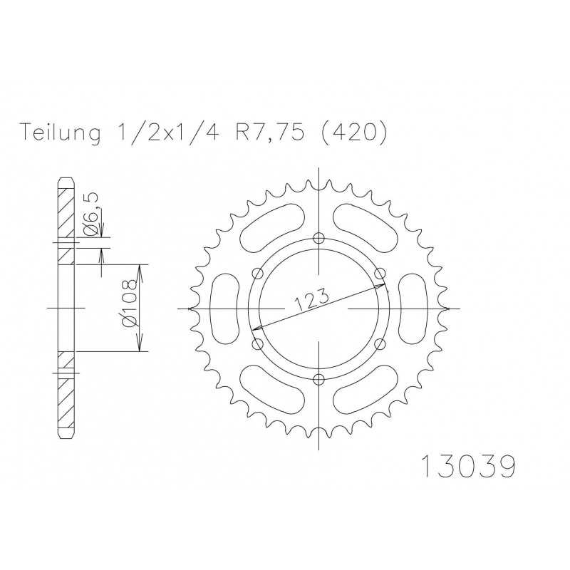 Ring, transmission, rear, steel  50-13039 46 dientes