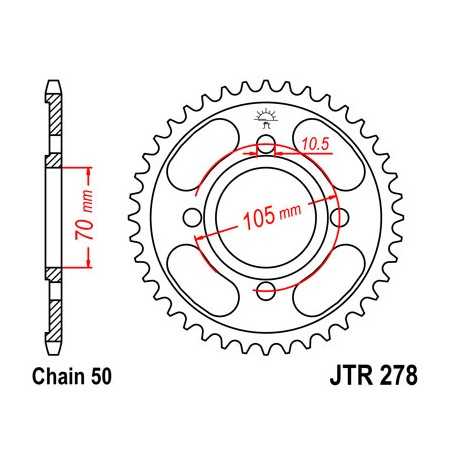 JT SPROCKETS Corona plato transmision trasero R278
