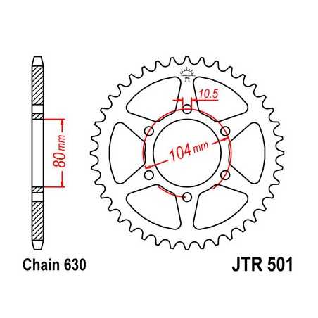 JT SPROCKETS Corona plato transmision trasero R501