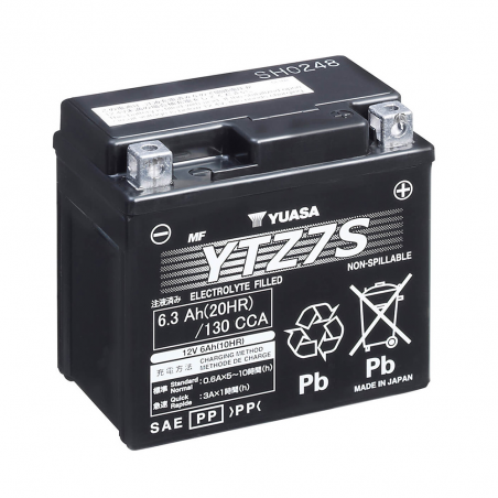 YUASA BATTERY YTZ7S WET CHARGED (CARGADA Y ACTIVADA) 61324