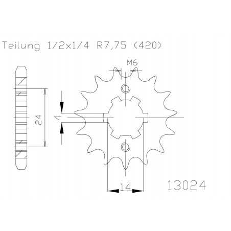 Steel sproket 50-13024 12 dientes