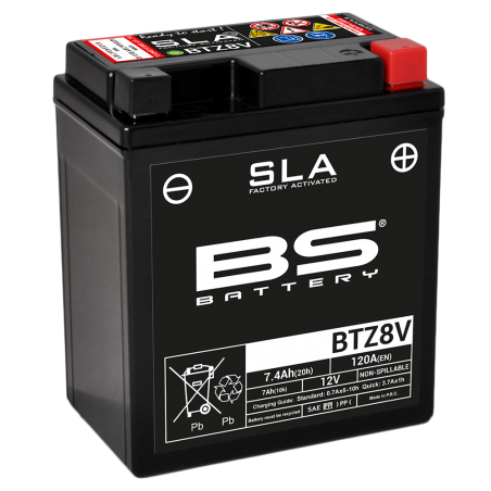 BS BATTERY Batería SLA Max BTZ8V (FA) - sin mantenimiento para motos con motor grande 321284