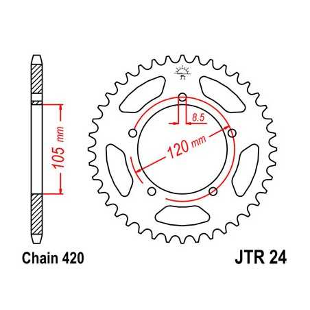 JT SPROCKETS Corona plato transmision trasero R24