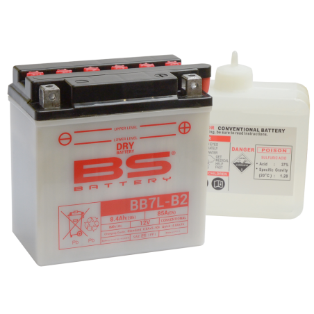 BS BATTERY Bateria BB7L-B2 12V 8AH con electrolito - Nuevo modelo mejorado | Marca 14454