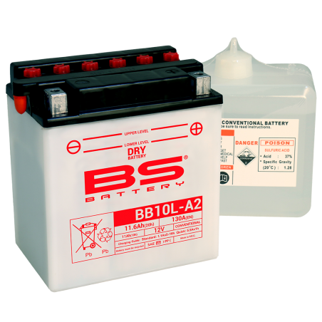 BS BATTERY Bateria BB10L-A2 Fresh Pack de 12V y 11.6AH para Motocicletas Más 29416