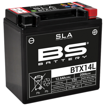 BS BATTERY Bateria SLA BTX14L (FA) para motos con motor grande y dispositivos electrónicos 35836