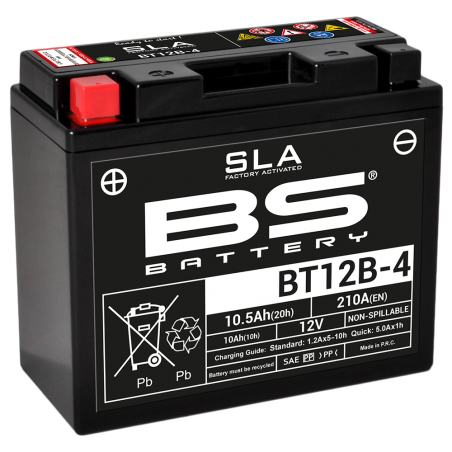BS BATTERY Bateria SLA BT12B-4 (FA) para motos con motor grande y dispositivos electrónicos 36078