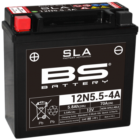 BS BATTERY SLA 12N5.5-4A (FA) for high-performance motorcycles with electronic devices 35844