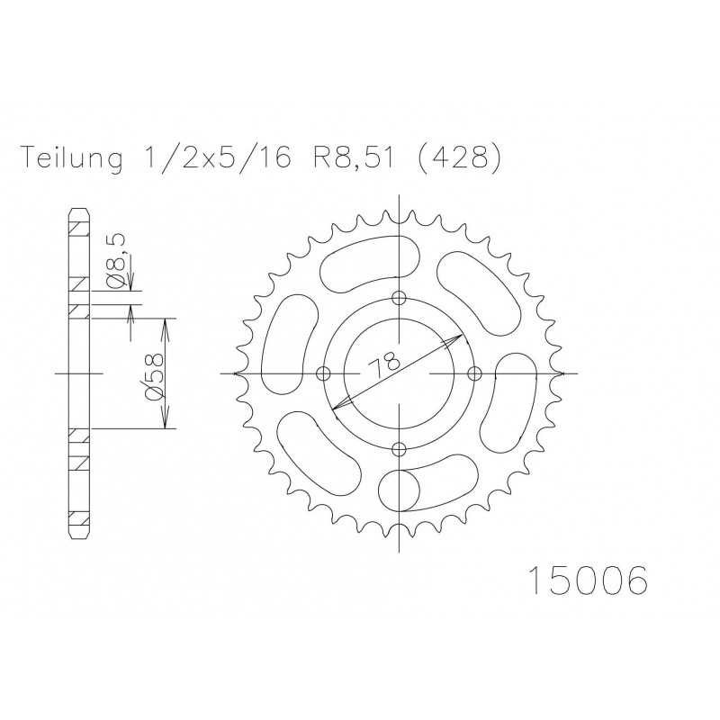 Rear sprocket plate steel transmission  50-15006 41 dientes