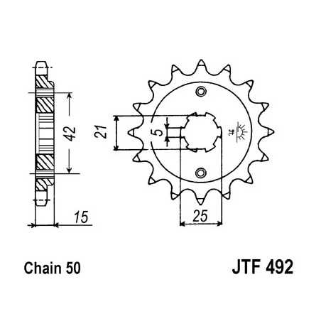 JT SPROCKETS Piñon ataque transmision delantero F492