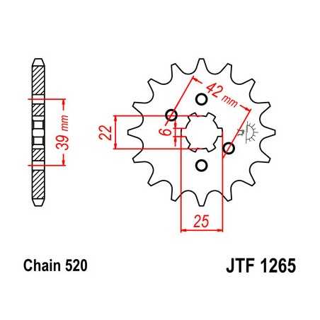 JT SPROCKETS Piñon ataque transmision delantero F1265