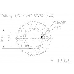 Rear sprocket aluminum transmission plate  51-13025 50 dientes