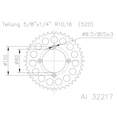 Rear sprocket aluminum transmission plate  51-32217-44 dientes