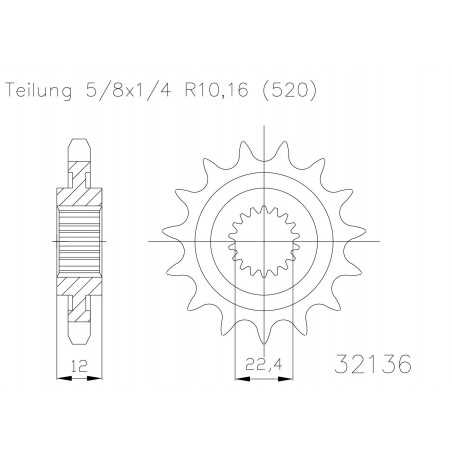 Steel sproket 50-32136 9 dientes