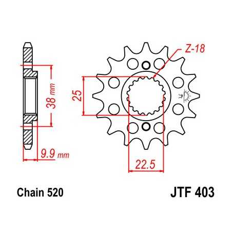 JT SPROCKETS Piñon ataque transmision delantero F403