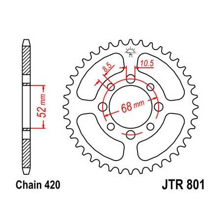 JT SPROCKETS Corona plato transmision trasero R801
