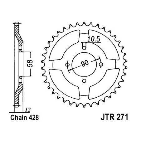 JT SPROCKETS Corona plato transmision trasero R271