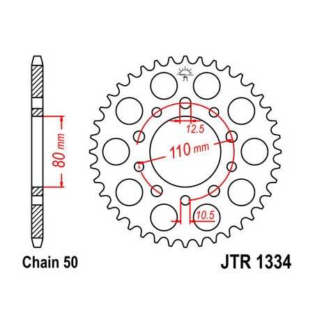 JT SPROCKETS Corona plato transmision trasero R1334