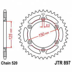 JT SPROCKETS Corona plato transmision trasero 897 zinc 40T R89740ZBK