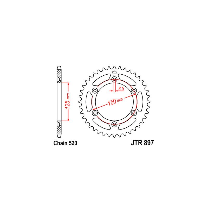 JT SPROCKETS Corona plato transmision trasero 897 zinc 40T R89740ZBK