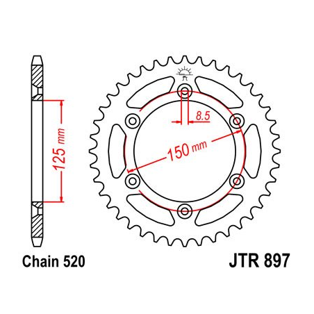 JT SPROCKETS Corona plato transmision trasero 897 zinc 40T R89740ZBK