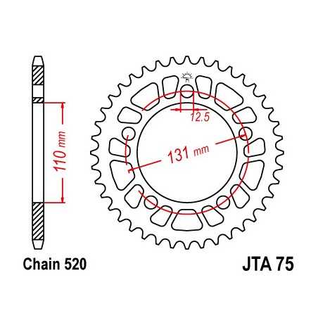 Rear sprocket plate transmission aluminum 45 teeth  75