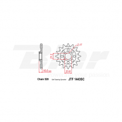 Self-cleaning steel sproket  1443SC  13t