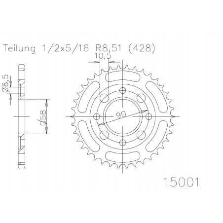 Rear sprocket plate steel transmission 50-15001 36 dientes