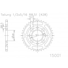Rear sprocket plate steel transmission  50-15001 41 dientes
