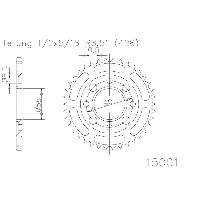 Rear sprocket plate steel transmission  50-15001 41 dientes