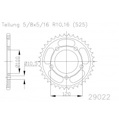 Rear sprocket plate steel transmission  50-29022 43 dientes