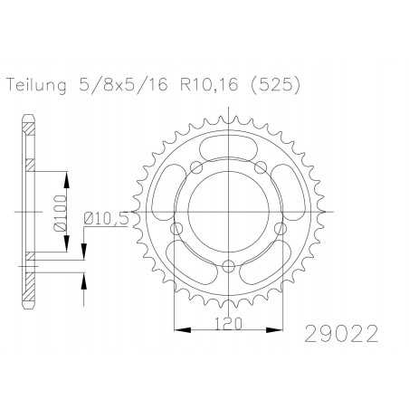 Rear sprocket plate steel transmission 50-29022 43 dientes