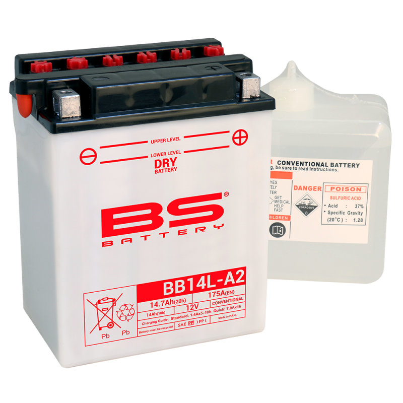 BS BATTERY Batería BB14L-A2 Fresh Pack 12V 14.7Ah con Electrolito 29544