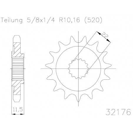 Steel sproket 50-32176 15 dientes