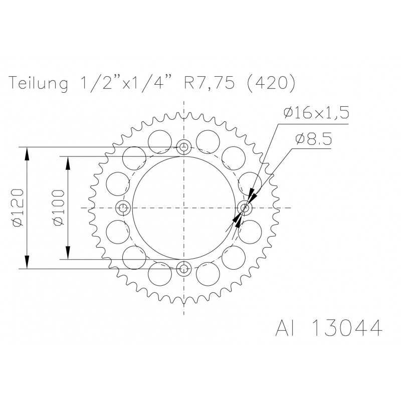 Rear sprocket aluminum transmission plate  51-13044 53 dientes