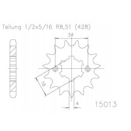 Steel sproket 50-15013 13 dientes