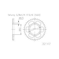 Rear sprocket plate black aluminum rear transmission  51-32147 44BP dientes