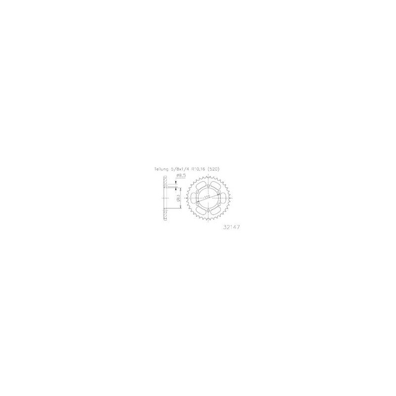 ESJOT Corona plato transmision trasero aluminio negro 51-32147 44BP dientes 48695