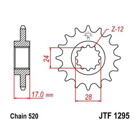 JT SPROCKETS Piñon acero 1295 13t F129513