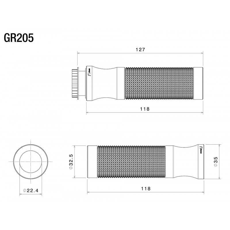 RIZOMA Puños de aluminio mecanizado y goma racing SPORT LINE Ø 22 MM GR205