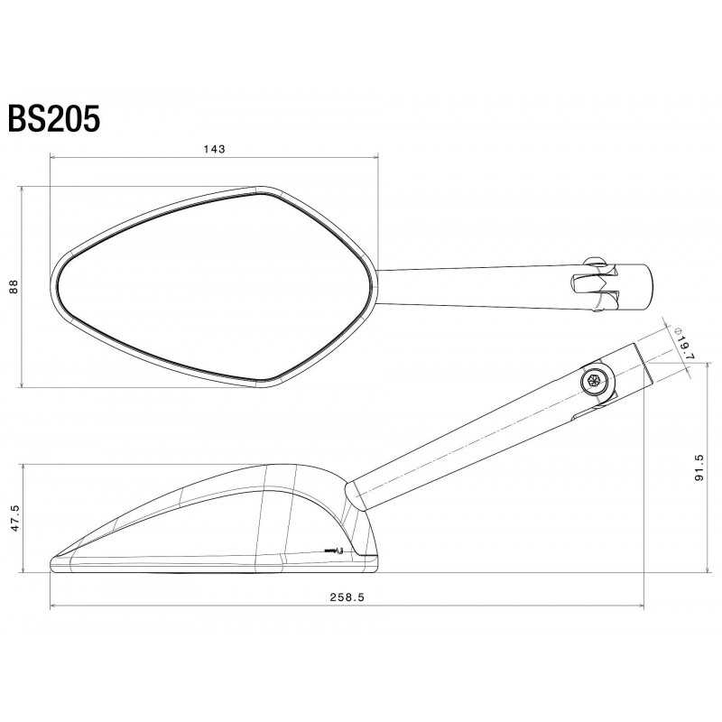 RIZOMA REAR VIEW MIRROR VELOCE SPORT BS205