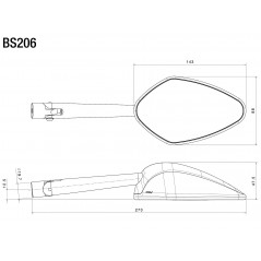 RIZOMA REAR VIEW MIRROR VELOCE L NAKED BS206