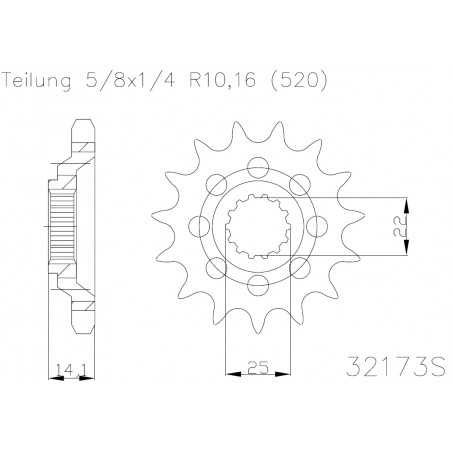 Steel sproket 50-32173 15 dientes
