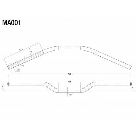 RIZOMA Manillar Universal de Aluminio Ø 22mm - Excelentes Prestaciones Estructurales y Fiabilidad MA001