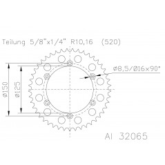 Rear sprocket plate aluminum transmission black  51-32065-38 dientes